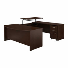 Load image into Gallery viewer, 72W x 36D Bow Front Sit to Stand U Desk with Drawers
