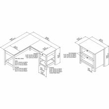 Load image into Gallery viewer, 60W L Shaped Computer Desk with 2 Drawer Lateral File Cabinet
