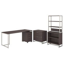 Load image into Gallery viewer, 72W Table Desk with File Cabinets and Bookcase
