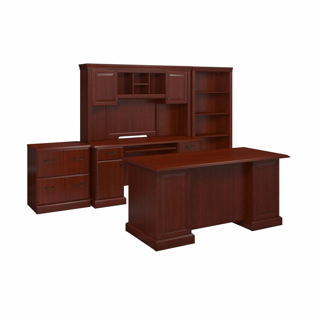 Manager's Desk, Credenza with Hutch, Lateral File Cabinet and Bookcase