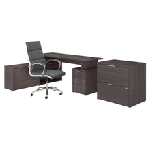 Load image into Gallery viewer, 72W L Shaped Desk with File Cabinet and Office Chair
