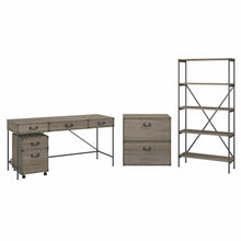 Load image into Gallery viewer, 60W Writing Desk with File Cabinets and 5 Shelf Etagere Bookcase
