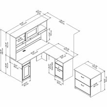 Load image into Gallery viewer, 60W L Shaped Computer Desk with Hutch and Lateral File Cabinet
