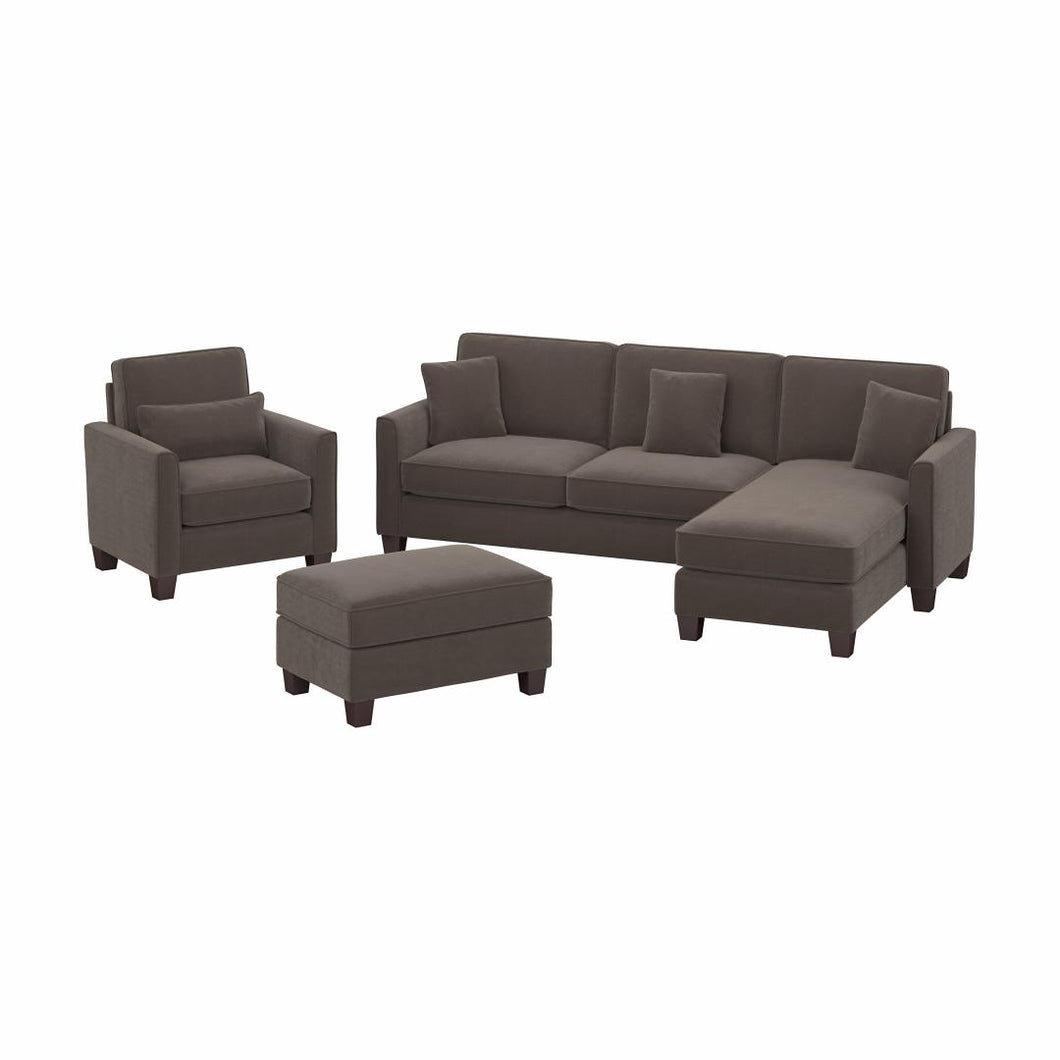 102W Sectional Couch with Reversible Chaise Lounge, Accent Chair, and Ottoman