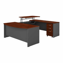 Load image into Gallery viewer, 72W x 36D Bow Front Sit to Stand U Desk with Drawers
