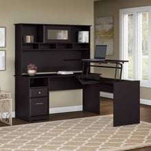 Load image into Gallery viewer, 60W 3 Position Sit to Stand L Shaped Desk with Hutch

