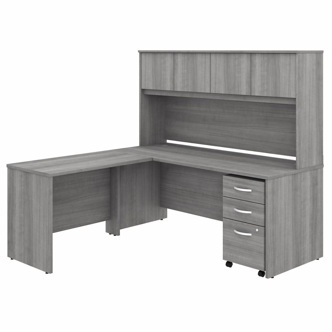 72W x 30D L Shaped Desk with Hutch, Mobile File Cabinet and 42W Return