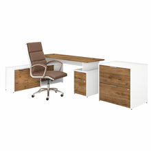 Load image into Gallery viewer, 72W L Shaped Desk with File Cabinet and Office Chair
