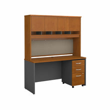 Load image into Gallery viewer, 60W x 24D Office Desk with Hutch and Mobile File Cabinet
