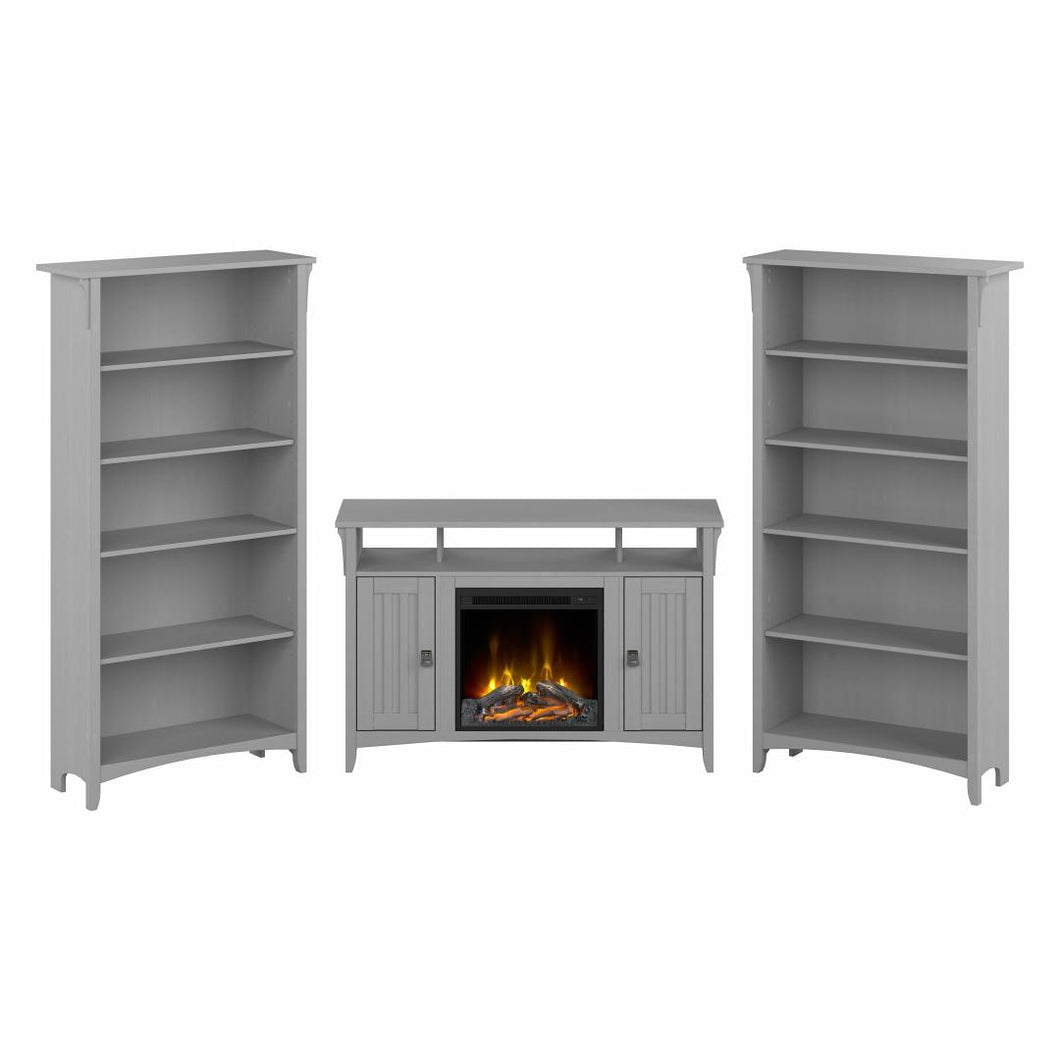 Fireplace TV Stand for 55 Inch TV with 5 Shelf Bookcases