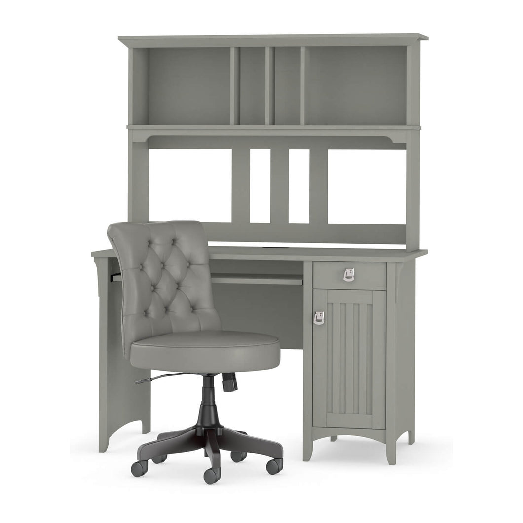 48W Computer Desk with Hutch and Mid Back Tufted Office Chair
