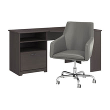 Load image into Gallery viewer, 60W Corner Desk with Mid Back Leather Box Chair
