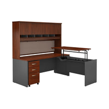 Load image into Gallery viewer, 72W x 30D Sit to Stand L Desk with Hutch and Drawers

