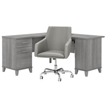 Load image into Gallery viewer, 60W L Shaped Desk with Mid Back Leather Box Chair
