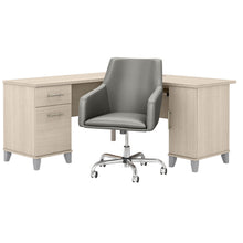 Load image into Gallery viewer, 60W L Shaped Desk with Mid Back Leather Box Chair
