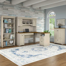Load image into Gallery viewer, 60W L Shaped Desk with Hutch, 5 Shelf Bookcase and Storage
