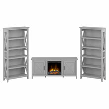 Load image into Gallery viewer, Electric Fireplace TV Stand for 70 Inch TV with 5 Shelf Bookcases
