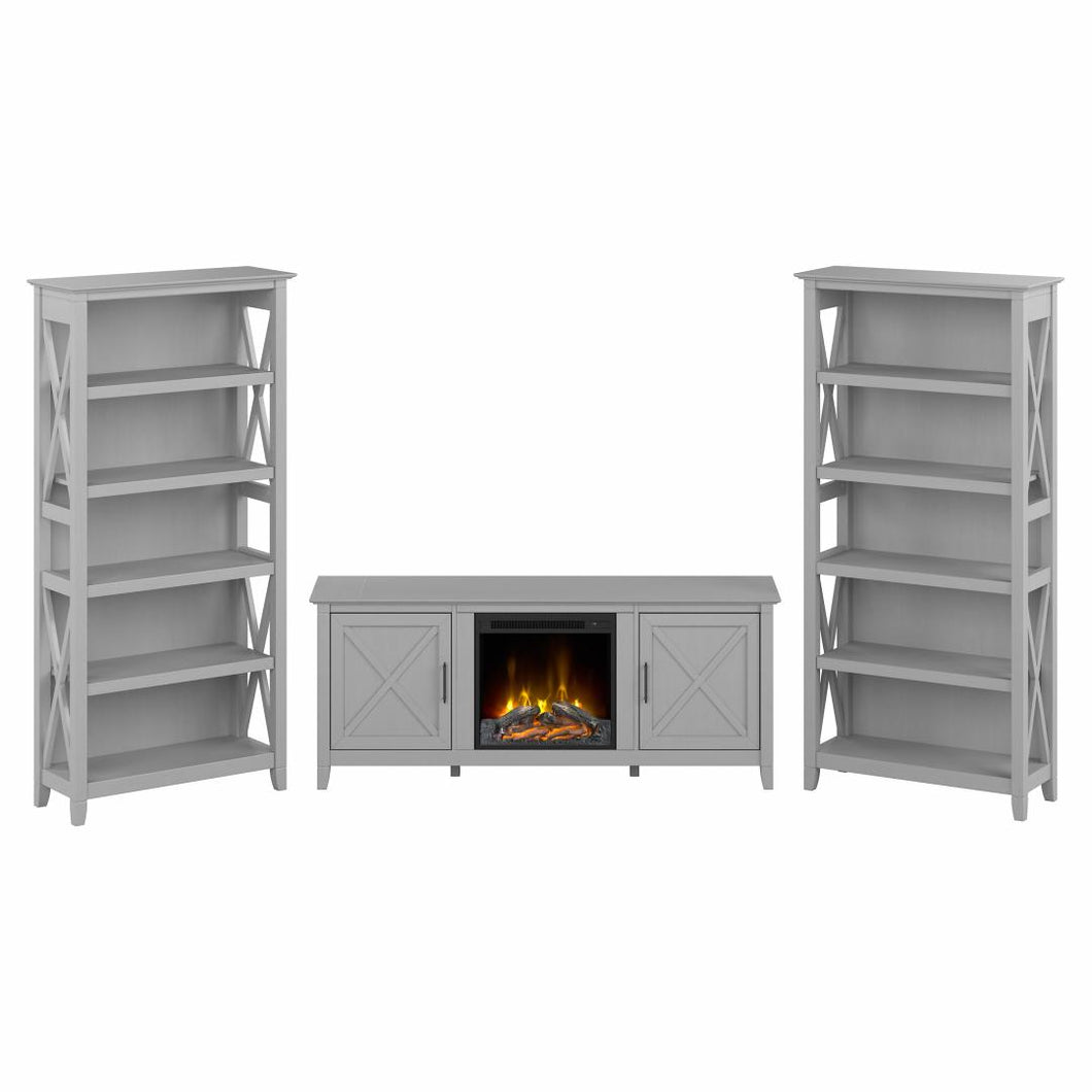 Electric Fireplace TV Stand for 70 Inch TV with 5 Shelf Bookcases