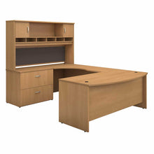 Load image into Gallery viewer, 72W Left Handed Bow Front U Shaped Desk with Storage
