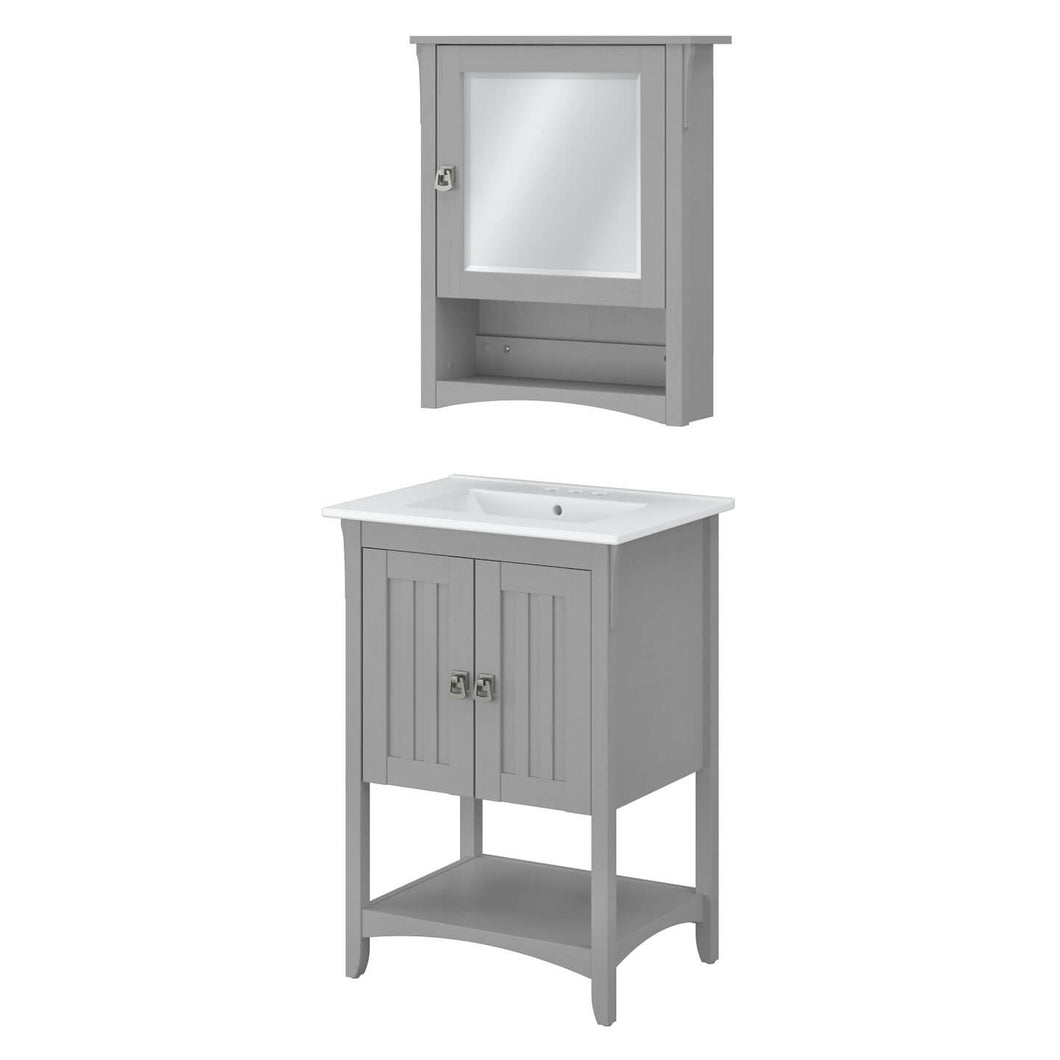 24W Bathroom Vanity Sink and Medicine Cabinet with Mirror