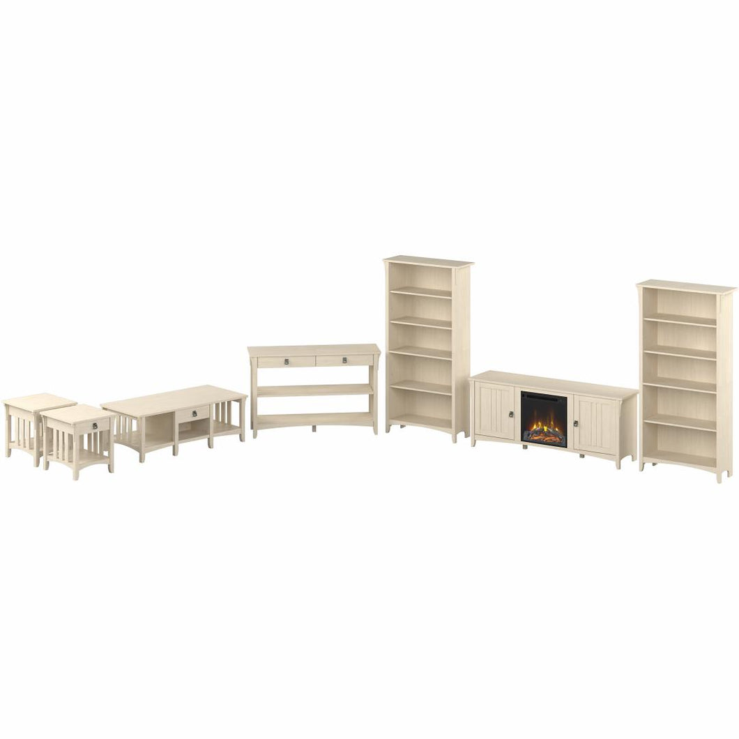 Electric Fireplace TV Stand with Bookcases and Occasional Tables