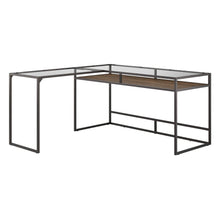 Load image into Gallery viewer, 60W Glass Top L Shaped Desk with Shelf
