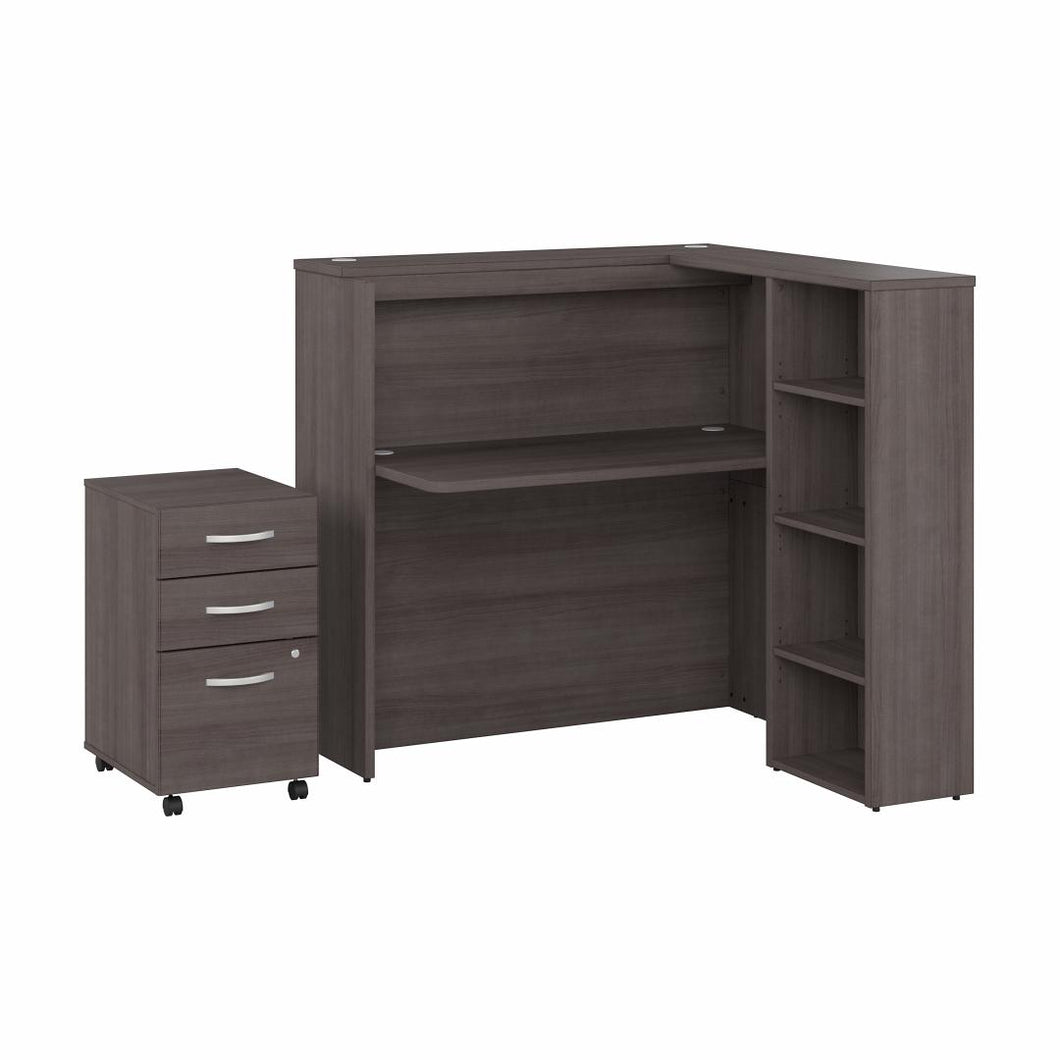48W Cubicle Desk with Shelves and Mobile File Cabinet