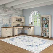 Load image into Gallery viewer, 60W L Shaped Desk with Hutch, Lateral File Cabinet and Bookcase
