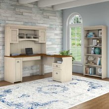 Load image into Gallery viewer, 60W L Shaped Desk with Hutch and 5 Shelf Bookcase

