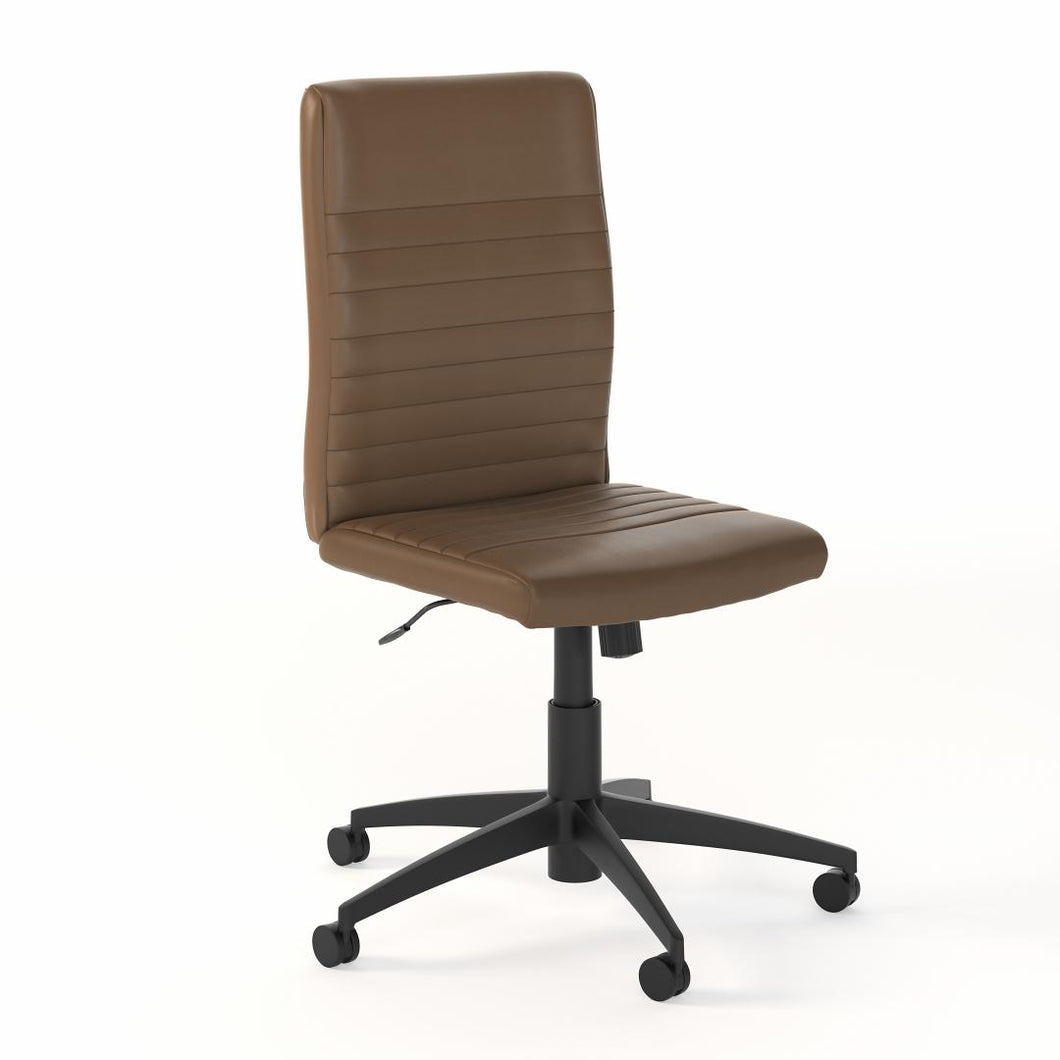 Mid Back Ribbed Leather Office Chair