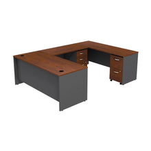 Load image into Gallery viewer, U Shaped Desk with 2 Mobile Pedestals
