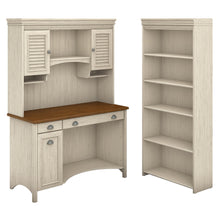 Load image into Gallery viewer, Computer Desk with Hutch and 5 Shelf Bookcase
