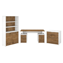Load image into Gallery viewer, 60W Desk with Storage, File Cabinets and 5 Shelf Bookcase
