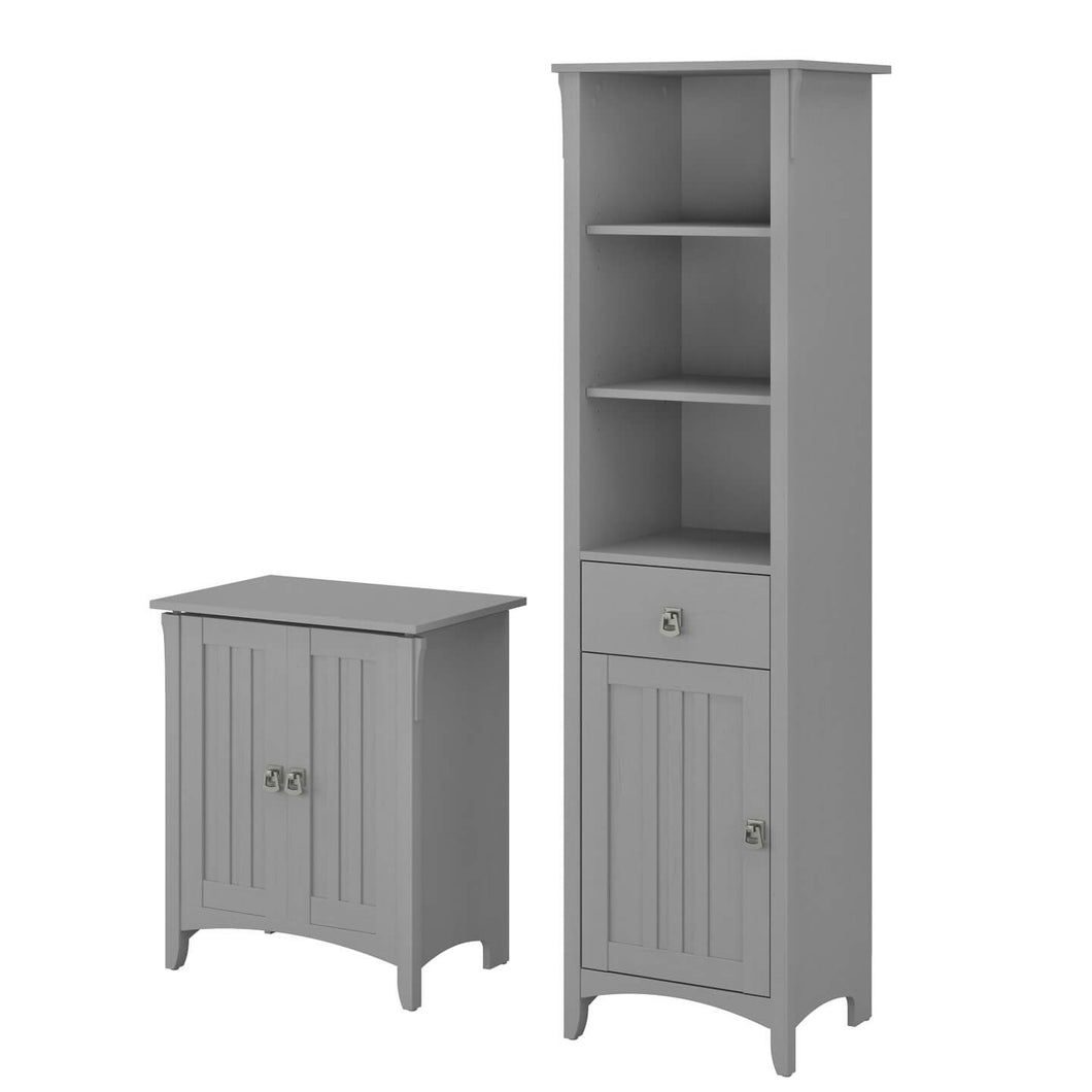 Tall Linen Cabinet and Laundry Hamper with Lid