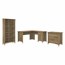 Load image into Gallery viewer, 60W L Shaped Desk with Lateral File Cabinet and 5 Shelf Bookcase
