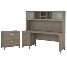 Load image into Gallery viewer, 72W Office Desk with Hutch and Lateral File Cabinet
