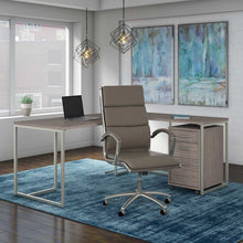 Load image into Gallery viewer, 72W L Desk with Mobile File Cabinet and High Back Chair
