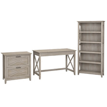 Load image into Gallery viewer, 48W Writing Desk with Lateral File Cabinet and 5 Shelf Bookcase
