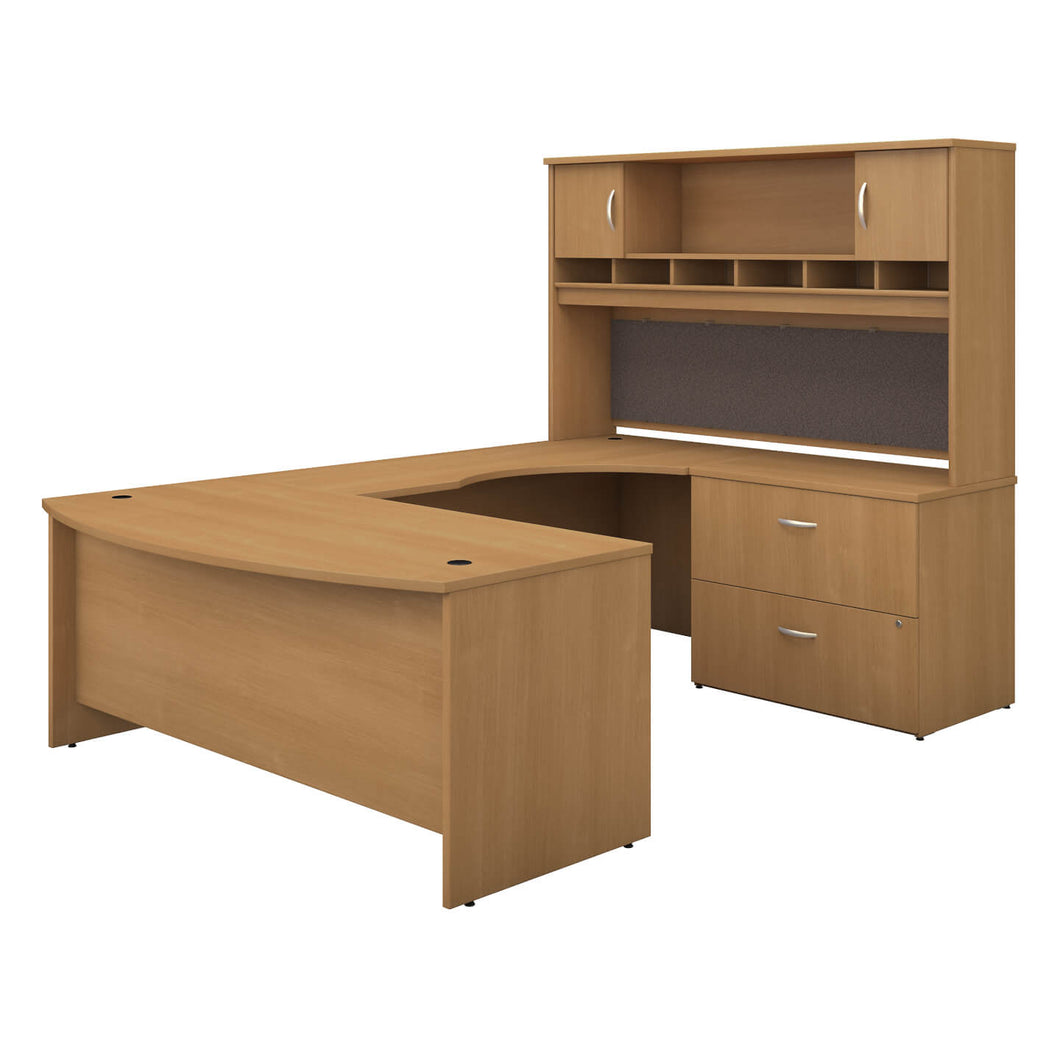 72W Right Handed Bow Front U Shaped Desk with Storage