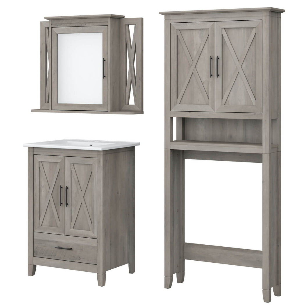 24W Bathroom Vanity Sink with Mirror and Over Toilet Storage Cabinet