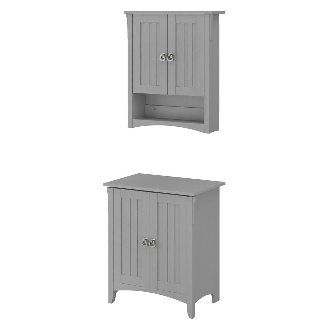 Laundry Hamper with Lid and Wall Cabinet with Doors