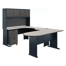 Load image into Gallery viewer, U Shaped Corner Desk with Hutch and Mobile File Cabinet
