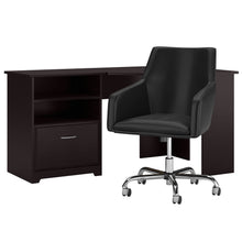 Load image into Gallery viewer, 60W Corner Desk with Mid Back Leather Box Chair
