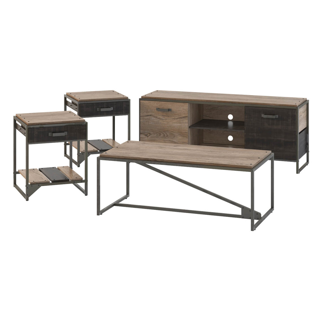 60W TV Stand with Coffee Table and Set of 2 End Tables