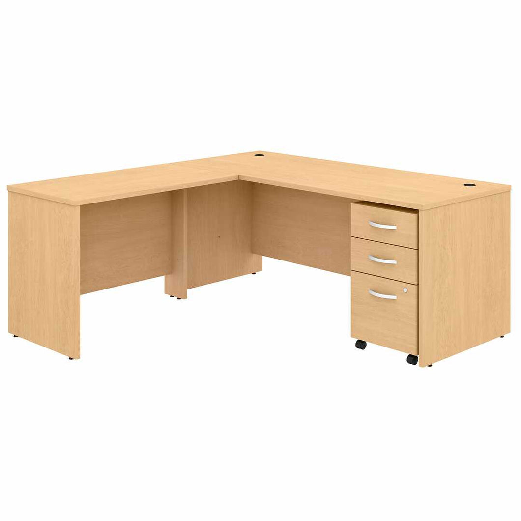 72W x 30D L Shaped Desk with Mobile File Cabinet and 42W Return