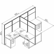 Load image into Gallery viewer, 60W 2 Person L Desk with 66H Cubicle Panel and Drawers
