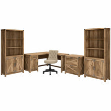 Load image into Gallery viewer, 60W L Shaped Desk with Chair, File Cabinet and Bookcases
