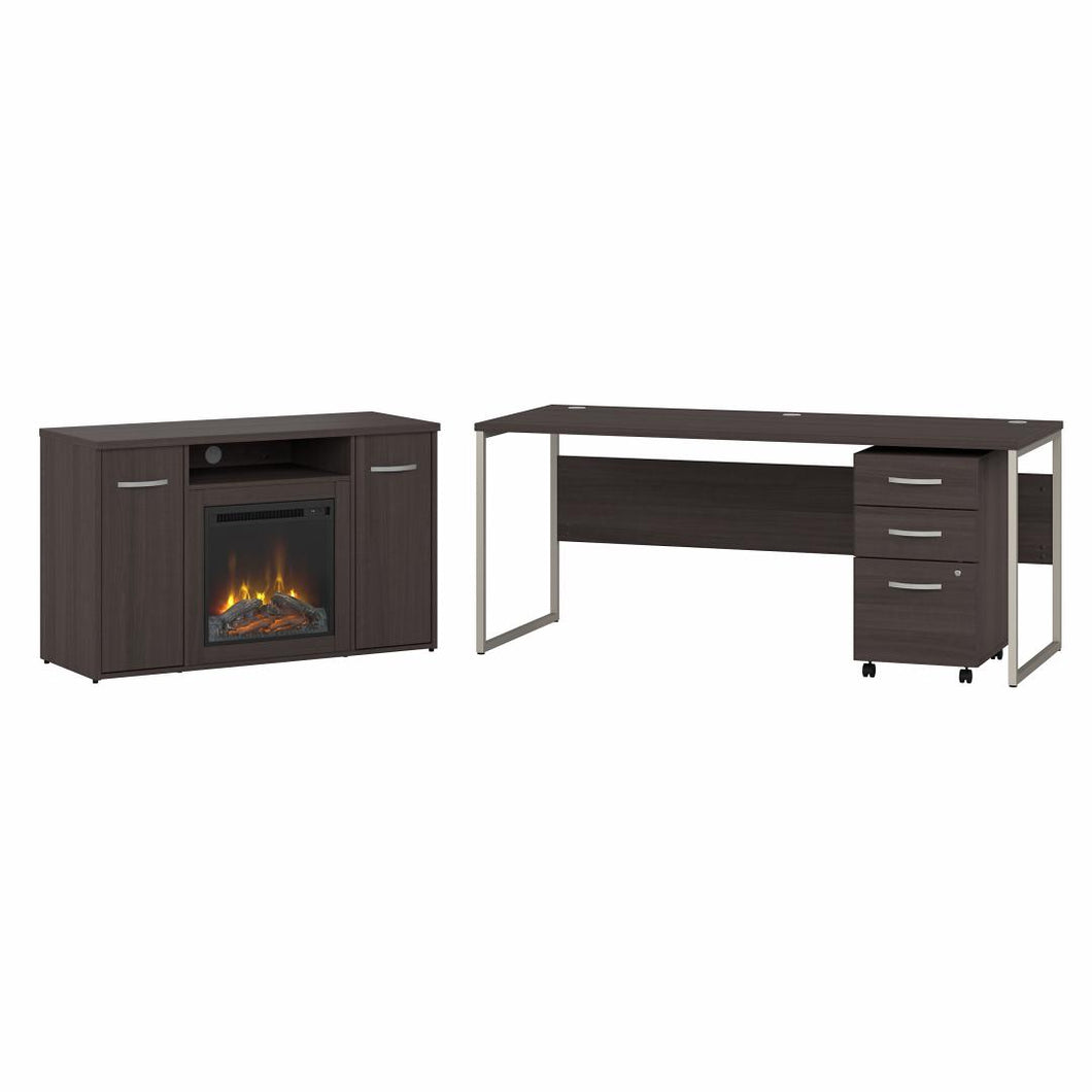 72W Desk with File Cabinet and 48W Electric Fireplace TV Stand