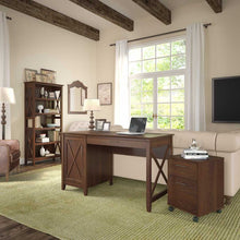 Load image into Gallery viewer, 54W Computer Desk with Mobile File Cabinet and 5 Shelf Bookcase

