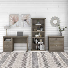 Load image into Gallery viewer, 50W Home Office Desk with Lateral File Cabinet and 5 Shelf Bookcase
